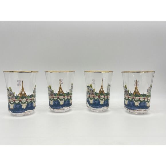 Anthropologie Holiday In The City Juice Glass Set of 4 Glasses Paris - Picture 3 of 8